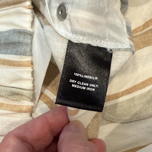 Lafayette 148 New York Columbus Linen Wide Leg Striped Pant Drawstring XS NEW - Picture 6 of 16